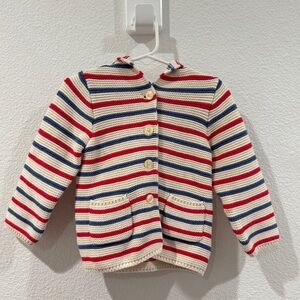 Baby Gap Americana Bear Garter Knit Striped Button Front Sweater 18-24 Months